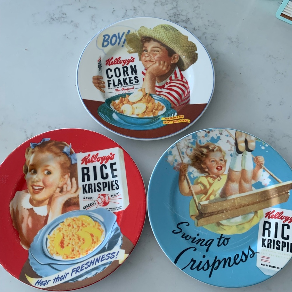 Kellogg's Vintage Cereal Bowl Set - Red, Blue, White